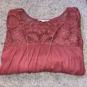 Lace Top Burnt Orange Blouse